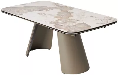 Стол STEFAN 180 GLOSS LUXURY PANDORA керамика, стекло/ каркас латте, ®DISAUR