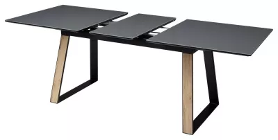 Стол Франк 160 ГРАФИТ, стекло / ДУБ ГАЛИФАКС-ЧЕРНЫЙ, М-City