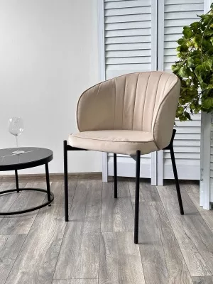 Стул ДЕНИ, цвет Velutto 05 Бежевый, велюр / черный каркас М-City