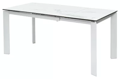 Стол CORNER 120 MATTE STATUARIO Белый мрамор матовый керамика, стекло/ белый каркас, ®DISAUR