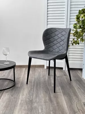 Стул КЛОД, цвет Kiprus-12 Темно-серый, искусственная замша / черный каркас М-City