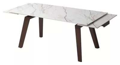 Стол БЭТИС (BETIS) 180 цвет МРАМОР (MATTE GILDED WHITE SOLID CERAMIC) / Орех (WALNUT), ®DISAUR