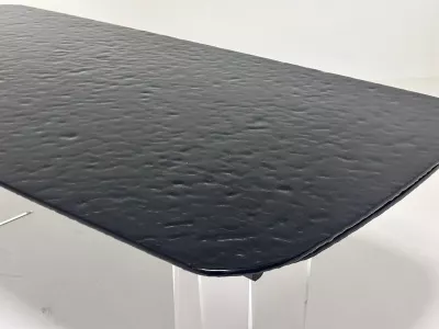 Стол ЛАУРИТЦ (LAURITS) 200 цвет ЧЕРНЫЙ (GREY), стекло BUBBLE  / Прозрачный каркас ®DISAUR