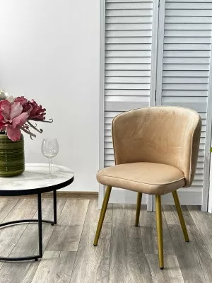 Стул МОНЕ ZIZI 605 Латте, велюр / Золотой каркас M-City