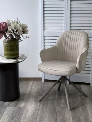 Стул РИКАРД (RIKARD) 360 град. кремовый RIELY-111/PRESENT-120, шенилл-велюр / латте каркас, ®DISAUR