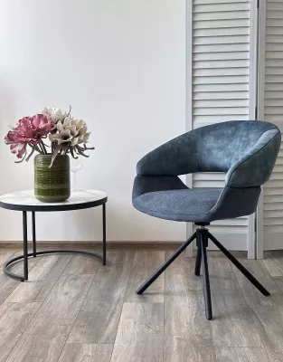 Стул EMBER 360 град. поворот. 7525-56 Синий, велюр/ ENJOY-315 Синий, ткань/ Черный, ®DISAUR