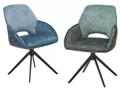 Стул БЕРРИС (BERRIES) 360 град. Синий Loris-37, велюр / темно-синий 7525-56 / черный каркас, DISAUR