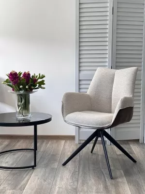 Стул PONTUS 360 град. поворот. KN01-05 Бежевый/ BZ1046-21 Коричневый/ Черный, ®DISAUR