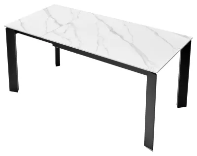 Стол CORNER 120 MATT WHITE MARBLE SOLID CERAMIC / BLACK, ®DISAUR