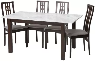 Стол TME-6931 MBH SWEDEN белый мрамор / BB темный орех  M-City