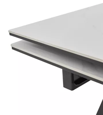 Стол МОРИС-2 140 цвет MATTE БЕЛЫЙ МРАМОР, керамика / Черный каркас