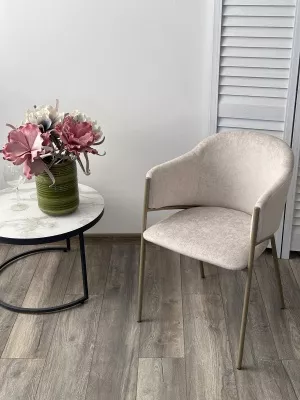 Стул ДИЛЛ, цвет RAIN 8 слоновая кость, велюр / шампань каркас М-City