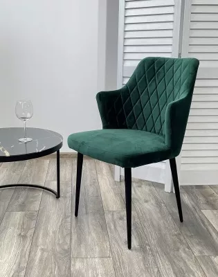 Стул HERMAN ЗЕЛЕНЫЙ #19, велюр / черный каркас М-City