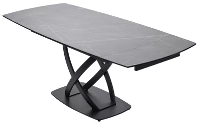Стол FOGGIA 140 KL-136 Серый мрамор матовый, итальянская керамика/ черный каркас, ®DISAUR