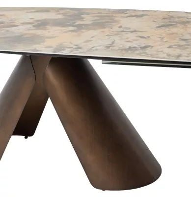 Стол КАЛЬДЕРОН (CALDERON) 180 цвет TL-137  матовый, исп керамика / МЕДНЫЙ БРАШИРОВАННЫЙ, ®DISAUR