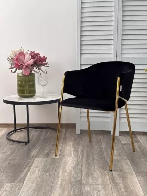 Стул DILL MOMO-47 черный, велюр "беспальчиковый"/ золотой каркас М-City