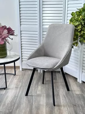 Стул CASA, 360 град. поворот. B22 Серый, велюр / черный каркас, М-City