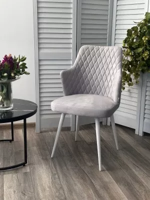 Стул HERMAN 360 град. BM-4 СВЕТЛО-СЕРЫЙ, велюр / белый каркас М-City