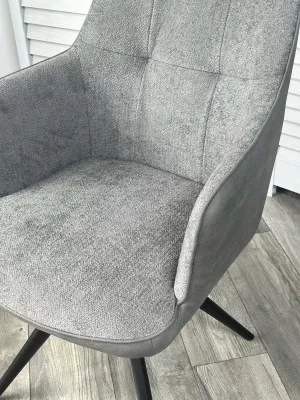 Стул НОРМАН 360 град., цвет BELLA-13/CYPRUS-10 серый, шенилл/замша / черный каркас М-City