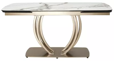 Стол MATERA 160 KL-188 Контрастный мрамор матовый, итал. керамика/ каркас цвета шампань, ®DISAUR