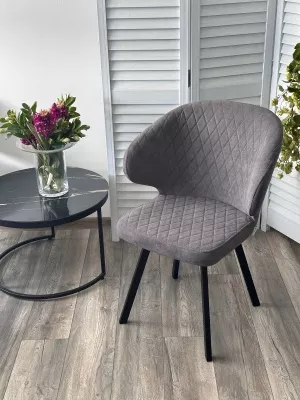 Стул ХИЛТОН 360 град., цвет B28 Темно-серый, велюр / черный каркас М-City