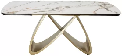 Стол PALACIO 180  KL-188 Контрастный мрамор матовый, итальянская керамика/ Шампань, ®DISAUR