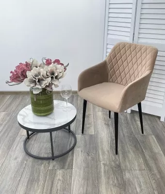 Стул BRANDY-X БЕЖЕВЫЙ #5, велюр / черный каркас М-City