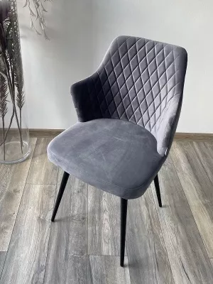 Стул HERMAN 360 град. СЕРЫЙ #27, велюр / черный каркас М-City