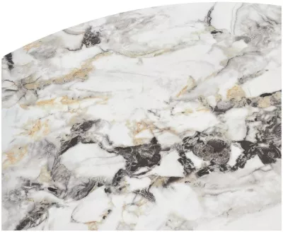 Стол КОЛИЗЕЙ D140 ARCTIC OCEAN, Белый мрамор, керамика / Черный каркас М-City