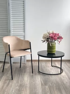 Стул ДИЛЛ, цвет H-06 Бежевый, велюр / черный каркас М-City