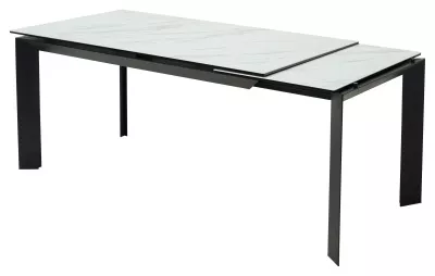 Стол CREMONA 140 KL-99 Белый мрамор матовый, итальянская керамика / черный каркас, ®DISAUR