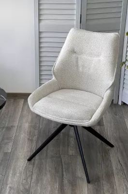 Стул OLAF 360 град. поворот. RAVEN22 Бежево-белый, ткань / Черный, ®DISAUR