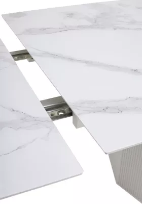 Стол МОЦАРТ 200 Белый мрамор, стекло / Белый М-City