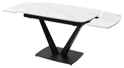 Стол ALATRI 120 MATT WHITE MARBLE SOLID CERAMIC / BLACK, ®DISAUR