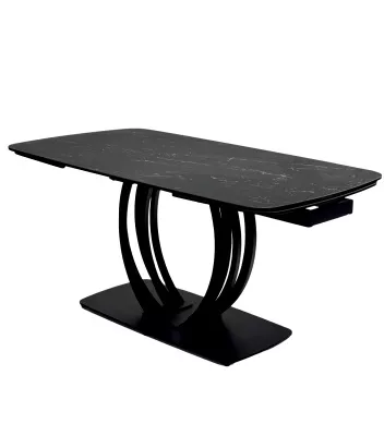 Стол MATERA 160 NERO KL-116 Черный мрамор матовый, итальянская керамика/ черный каркас, ®DISAUR