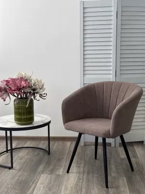 Стул RUNA, 360 град. поворот. B5 Капучино, велюр / черный каркас, М-City