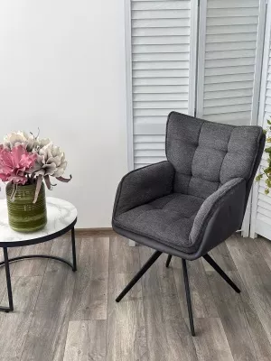 Стул ORTEGA 180 град.поворот. Brego-16 Темно-серый, ткань/ Maison 95 Темно-серый, PU/Черный, ®DISAUR