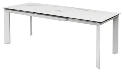 Стол CREMONA 140 MATTE STATUARIO Белый мрамор матовый, керамика/ белый каркас, ®DISAUR