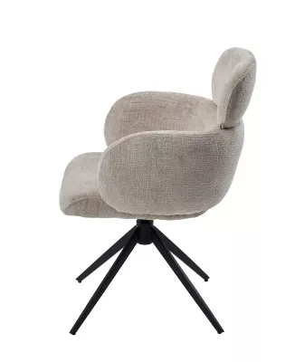 Стул САМУЭЛЬ (SAMUEL 360 град, цвет МОЛОЧНЫЙ SOLO-111, ткань / ШАМПАНЬ каркас, ®DISAUR