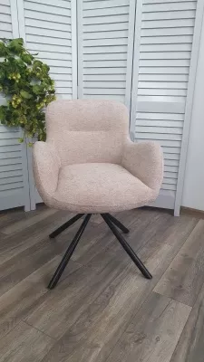 Стул KAROL 180 град. поворот. 3018-10 бежевый, шенилл/ черный каркас, ®DISAUR