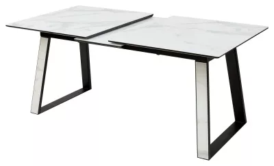 Стол Франк 160 БЕЛЫЙ МРАМОР, стекло / БЕЛЫЙ МРАМОР - ЧЕРНЫЙ, М-City