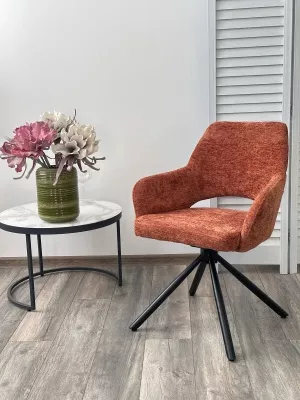 Стул NURI 180 град. поворот. 3018-09 терракотовый, шенилл/ черный каркас, ®DISAUR