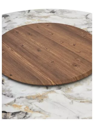 Стол КОЛИЗЕЙ D140 ARCTIC OCEAN, Белый мрамор, керамика / Черный каркас М-City