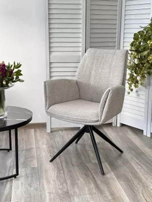 Стул YOZEF 360 град. поворот. KN01-04 Светло-серый, ткань / Черный, ®DISAUR