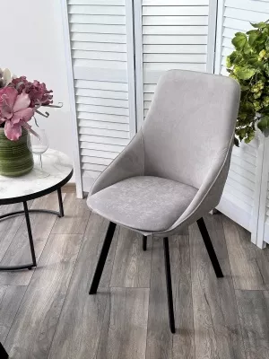 Стул CASA, 360 град. поворот. B22 Серый, велюр / черный каркас, М-City