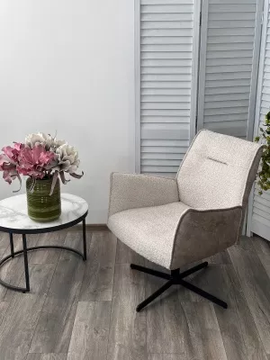 Кресло BELFAST 360 град. XD841-02 Бежевый, букле/ GINO-101 Бежевый, ткань/ Черный, ®DISAUR