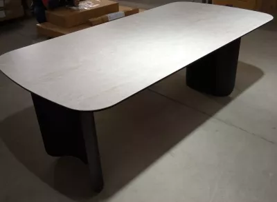 Стол NORD 200 TL-102 Бежевый мрамор, испанская керамика / черный каркас, ®DISAUR