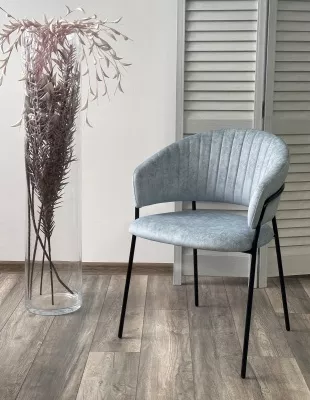 Стул ГЕММА, цвет RAIN 13 blue, велюр / черный каркас М-City