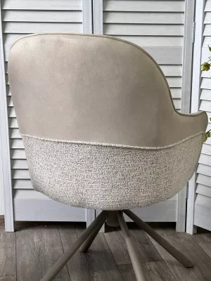 Стул РИКАРД (RIKARD) 360 град. кремовый RIELY-111/PRESENT-120, шенилл-велюр / латте каркас, ®DISAUR