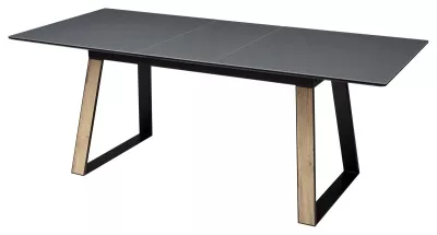 Стол Франк 160 ГРАФИТ, стекло / ДУБ ГАЛИФАКС-ЧЕРНЫЙ, М-City